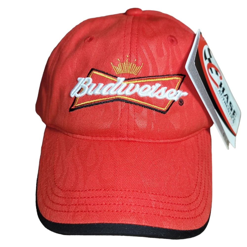 NWT NASCAR Budweiser Chase Dale Jr Adjustable‎ Baseball Cap Red Flames